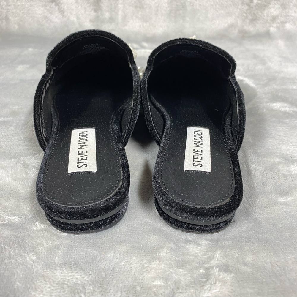 Steve Madden Pearls Black Velvet Mules Womens Size 6.5 - Picture 5 of 9